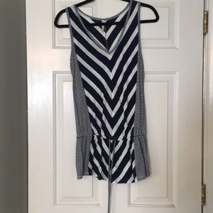 Navy and white chevron blouse